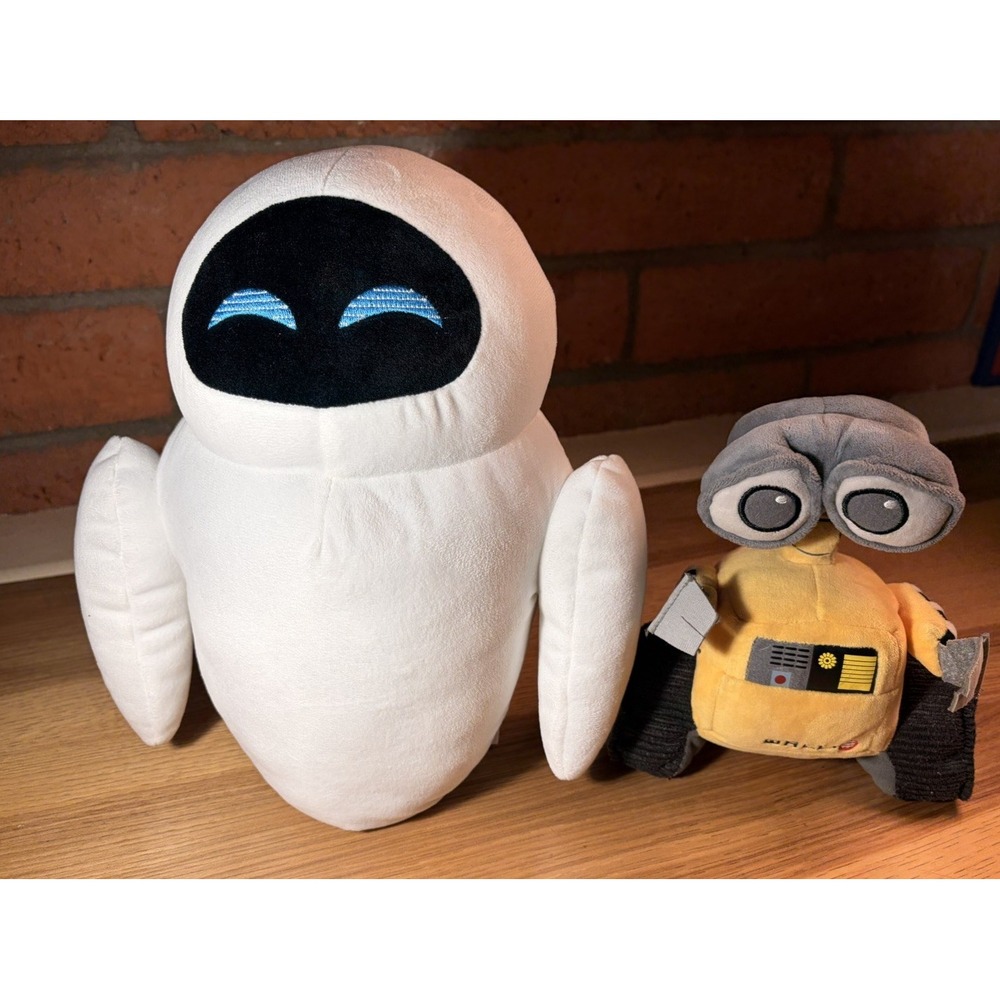 Disney Wall-E (8") & Eve (12") Plush Toy Bundle Disney Merchandise Pre-owned
